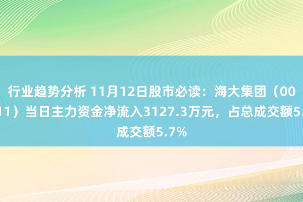 行业趋势分析 11月12日股市必读：海大集团（002311）当日主力资金净流入3127.3万元，占总成交额5.7%