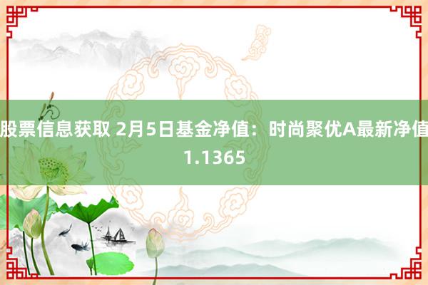 股票信息获取 2月5日基金净值：时尚聚优A最新净值1.1365