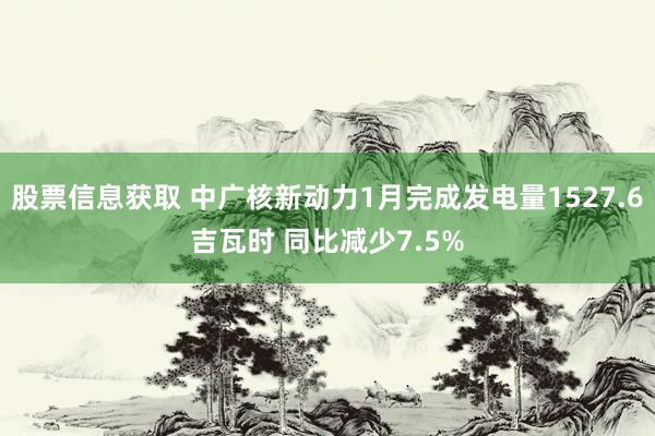 股票信息获取 中广核新动力1月完成发电量1527.6吉瓦时 同比减少7.5%