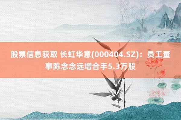 股票信息获取 长虹华意(000404.SZ)：员工董事陈念念远增合手5.3万股