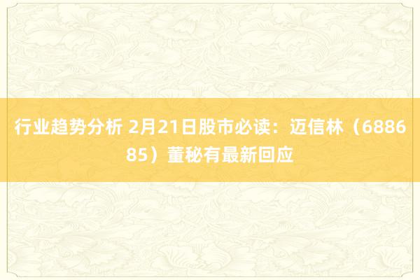 行业趋势分析 2月21日股市必读：迈信林（688685）董秘有最新回应