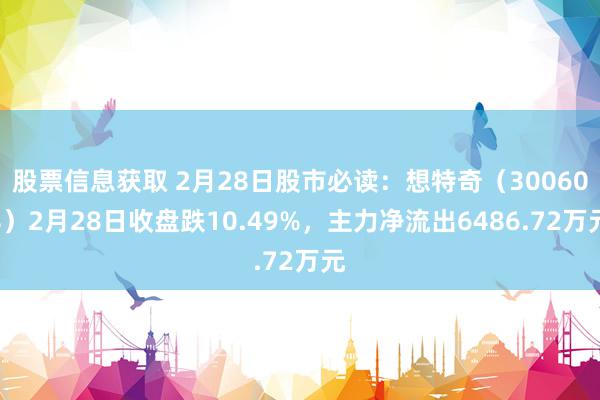 股票信息获取 2月28日股市必读：想特奇（300608）2月28日收盘跌10.49%，主力净流出6486.72万元