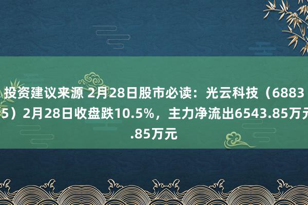 投资建议来源 2月28日股市必读：光云科技（688365）2月28日收盘跌10.5%，主力净流出6543.85万元