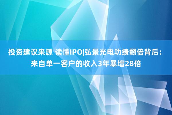 投资建议来源 读懂IPO|弘景光电功绩翻倍背后: 来自单一客户的收入3年暴增28倍